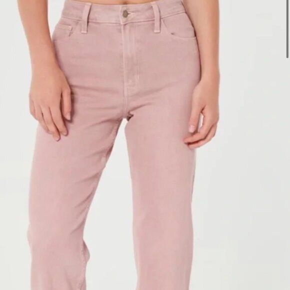 Hollister NWOT Size 25 (short) 13S/12S Ultra High-Rise Dad Jean In Dusty PINK - Picture 1 of 3